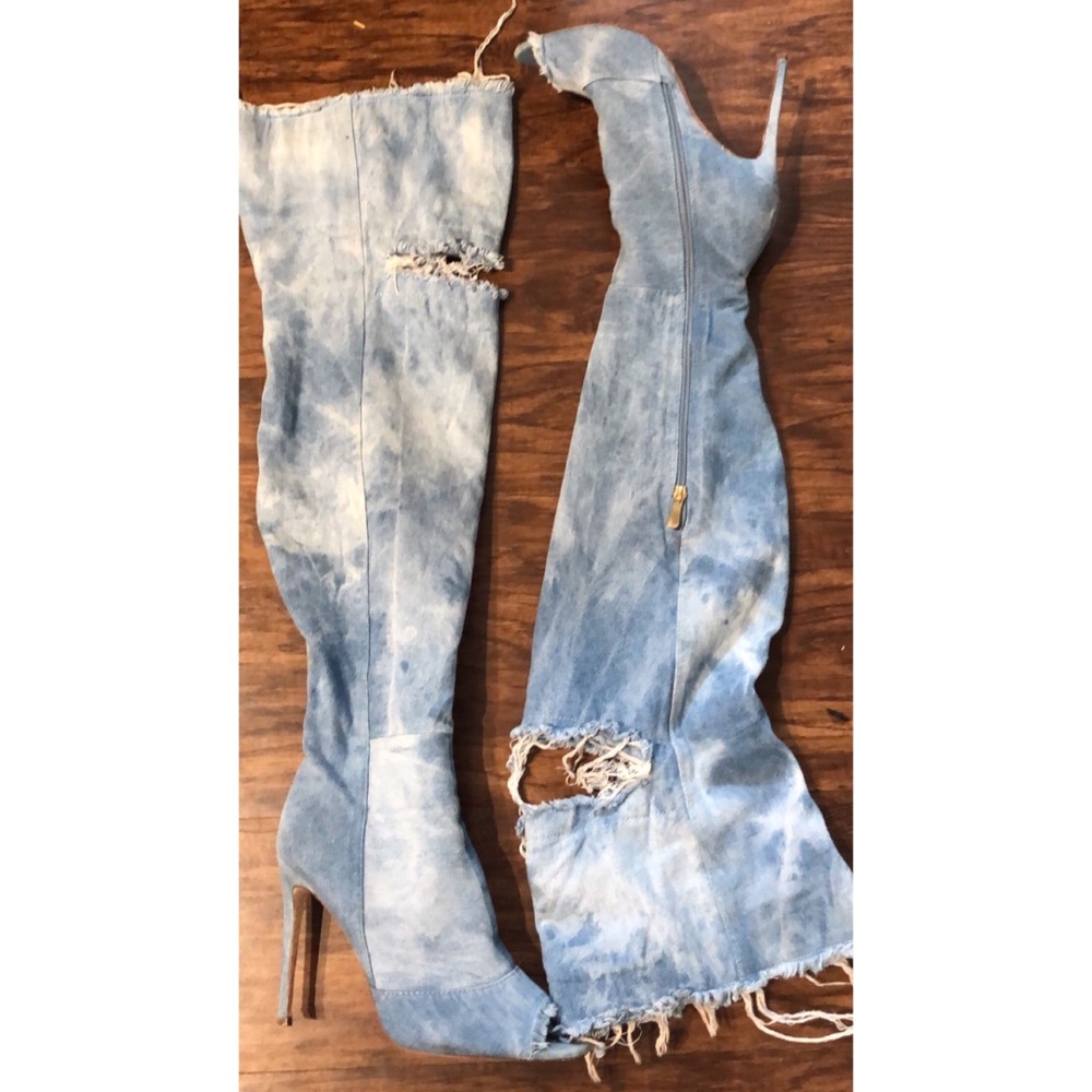 Light Jean over the knee boots